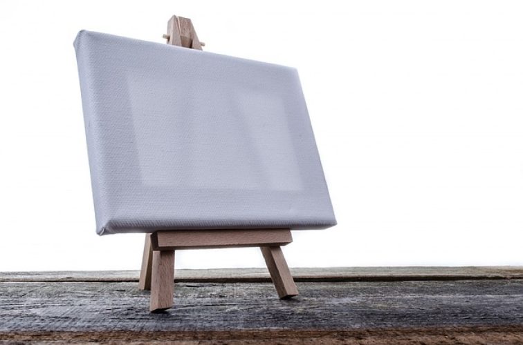 Blank canvas on easel